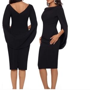 NWT Betsey & Adam Cape Sleeve Crepe Sheath Dress in Navy 14